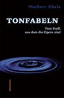 "TONFABELN" - "Vom Stoff, aus dem die Opern sind". Unten in Blau-Lila: Kreismuster wie Wasserwellen.