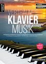 "VERTRÄUMTE KLAVIERMUSIK", 20 romantische Melodien, Anfänger & Fortgeschrittene. Klaviertasten über Landschaft, Sonnenuntergang.