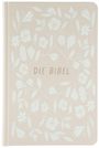 "DIE BIBEL" in der Mitte, umgeben von floralen Mustern auf einem hellbeigen Hintergrund.