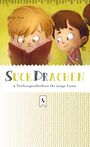 "Suck Drachen: 9 Vorlesegeschichten für junge Leute." Illustration von zwei Kindern, ein Junge liest ein Buch.