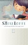 "9 Vorlesegeschichten für junge Leute" von Andi Fett. Illustration eines Kindes, das ein Buch liest und lächelt.