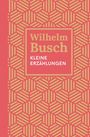 "Wilhelm Busch, Kleine Erzählungen" in großen Buchstaben auf geometrischem, rot-gelbem Hintergrund.