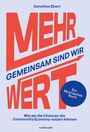 „MEHR WERT: Gemeinsam sind wir – Ein Mutmacher-Buch.“ Blau und rot, dynamisches Design mit Pfeilen.