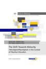 Titel: The Shift Towards Maturity. Bunte, abstrakte geometrische Muster mit grauen und blauen Balken.