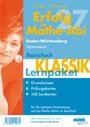 "Erfolg im Mathe-Abi", Gruber/Neumann, Lernpaket mit 168 Karten. Frau lächelt, blau/orange Design.