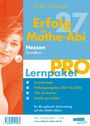 "Erfolg im Mathe-Abi 27", Grundkurs für Hessen. Grundwissen, Prüfungsaufgaben, 184 Lernkarten, Mathe erklärt. Links ein Gesicht.