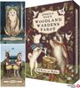 Text: "Woodland Wardens Tarot", "Die Hohepriesterin", "Der Wagen", "78 Karten mit Booklet". 
Tierillustrationen mit floralen Elementen.