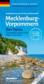 "WOMO-Reiseführer, Band 88, Entdeckertouren: Mecklenburg-Vorpommern, Der Osten: Vorpommern, Inseln Rügen und Usedom." Küste mit weißen Klippen.