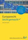 „Europarecht leicht gemacht“, 1. Auflage, Stefan Bornecke. Vordergrund: Gelb, Hintergrund: EU-Flaggen.