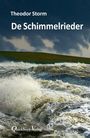 Text: "Theodor Storm, De Schimmelrieder, Quickborn-Verlag." Stürmische Wellen im Vordergrund, dunkler Himmel.