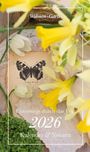 "Wohnen & Garten", "Unterwegs durch das Jahr 2026 Kalender & Notizen" mit gelben und weißen Narzissen und einem Schmetterling.