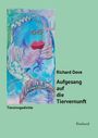 "Richard Dove Aufgesang auf die Tiervernunft. Tiersinngedichte. Aquarell eines Fisches mit Lippen und Dreizack, grüner Hintergrund."