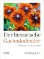 "Der literarische Gartenkalender 2027" mit Fotos von Marion Nickig zeigt orange-blühende Blumen mit dunkelvioletten Zentren.