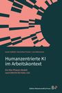 Titel: "Humanzentrierte KI im Arbeitskontext." Autoren: Sarah Hatfield, Maximilian Fischer, Lara Watermann. Grafikelemente: stylisierte, geometrische Formen in Rosa auf dunklem Hintergrund.
