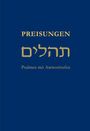 Text: "PREISUNGEN, Psalmen mit Antwortrufen". Hebräischer Text darunter. Blauer Hintergrund.
