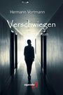 Verschwiegene. Silhouette einer Person in einem dunklen Flur. Text: Hermann Vortmann, Roman, Logo agenda.