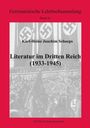 „Germanistische Lehrbuchsammlung, Band 43“. Titel: „Literatur im Dritten Reich (1933–1945)“. Mit NS-Symbolen im Hintergrund.