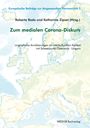 "Zum medialen Corona-Diskurs" steht auf einer Europakarte. Text: "Linguistische Annäherungen im interkulturellen Kontext".