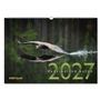 Text: "Faszination Natur 2027", "Wild und Hund" Logo. Ein fliegender Adler spiegelt sich auf einem ruhigen See.