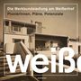 „Die Werkbundsiedlung am Weißenhof: PionierInnen, Pläne, Potenziale“ über einem modernen Gebäude in Sepia-Tönen.