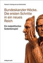 „Bundeskanzler Höcke. Die ersten Schritte in ein neues Reich. Ein realpolitisches Gedankenspiel“. Zwei nachdenkende Figuren.