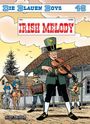 "Die Blauen Boys 49: Irish Melody" zeigt einen Geiger in grüner Kleidung, vor einer Gruppe von Musikern und Reitern.