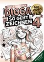 „Coole Mädchen DIGGA, SO GEHT ZEICHNEN 4 MIT VIDEO“. Illustration eines Mädchens mit Kappe und Handy.