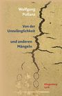 Text: "Wolfgang Pollanz, Von der Unzulänglichkeit und anderen Mängeln, Klingenberg Lyrik". Risse auf einer sandfarbenen Oberfläche.