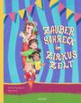 „ZAUBER SCHRECK im ZIRKUS ZELT“ in auffälligen Buchstaben. Vier fröhliche Kinder schauen aus einem Zirkuszelt.