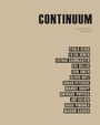 Text: "CONTINUUM." Namen mehrerer Künstler folgen, bearbeitet von David Komary, Galerie Stadtpark. Beigefarbener Hintergrund.
