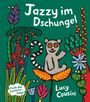 "Jazzy im Dschungel" und "Finde das Lemerun-Baby!" sind Texte. Illustration zeigt einen Lemur in buntem Dschungel.
