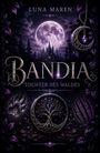 LUNA MAREN, BANDIA: TOCHTER DES WALDES. Schloss bei Vollmond, violett-schwarze Stimmung, Pfotenspuren, Kratzer, Baum in Kreis.