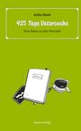 Titel "425 Tage Vatersuchem". Grüne Illustration mit Notizbuch, Telefon, Stift und Kaffeetasse.