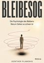 „BLEIBESOG“ oben, „Günther Plamenig“ unten. Illustration: Person mit roten Linien in einem Strudel.