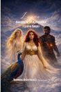 Lyana: Tochter von Aphrodite. Drei Figuren, zwei Frauen in weißen Gewändern, ein Mann in Rüstung, ein Pfau.