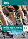 Prüfungstraining telc Deutsch C1 Hochschule Mit Übungstest. Radfahrer in Aktion, nahe Ansicht von Beinen und Fahrrädern.