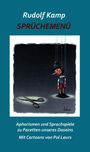 Titel: "Rudolf Kamp SPRÜCHEMENÜ". Text: "Aphorismen und Sprachspiele zu Facetten unseres Daseins Mit Cartoons von Pol Leurs". Illustration zeigt Pinocchio als Marionette, Boden liegt eine Schere.