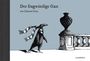 „Der fragwürdige Gast, von Edward Gorey.“ LILIENFELD. Eine schwarz-weiße Illustration: ein Pinguin mit Schal.