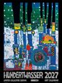 "HUNDERTWASSER 2027", "LIMITED COLLECTORS EDITION", "2/499", "ART CALENDAR". 
Ein farbenfrohes abstraktes Kunstwerk.