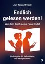Text: "Endlich gelesen werden! Wie dein Buch seine Fans findet" vor Silhouetten von Personen, die lesen.