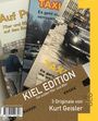 Texte: "KIEL EDITION Die wilden 70er und 80er", "3 Originale von Kurt Geisler". Drei Buchcover in einem Karton.