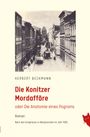 Titel: "Die Konitzer Mordaffäre". Schwarz-weißes Bild einer belebten Stadtstraße mit Gebäuden im Hintergrund.