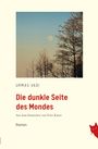 „Die dunkle Seite des Mondes“ von Urmas Vadi. Oben Mond und Bäume; unten rote Katze in der Ecke.