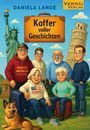 „Koffer voller Geschichten“ ist auf einem Koffer geschrieben. Eine diverse Gruppe und Wahrzeichen im Hintergrund.