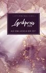 Text: „Sternenblicks Lyrikpreis 2025. Aus dem Lächeln der Zeit.“ Aquarell-Design in Lila und Gold.