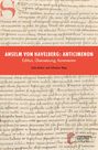 "Anselm von Havelberg: Anticimenon. Edition, Übersetzung, Kommentar. Julia Becker und Johannes Büge." Eine historische Manuskriptseite mit rotem Banner und Universitätsbibliothek Heidelberg Logo.