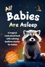 "All Babies Are Asleep" oben, "A magical read-aloud book" darunter. Waschbär sitzt auf blauem Felsen.