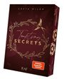 Text: "GRETA MILÁN, Tempting SECRETS, SPIEGEL Bestseller-Autorin, LEAF". Rote Verpackung mit goldenen Zweigen und einem Vogel.