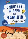 „Unnützes Wissen für Namibia Besserwisser 2026“ mit 222 Fakten und Quiz. Illustration: Oryx in Wüste, Flagge Namibias.