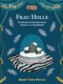 "Frau Holle. Ein Märchen der Gebrüder Grimm, illustriert von Tanja Bladek. Abenteurer Verlag." Schneekugel mit Haus.
